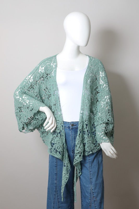Crochet Floral Petal Kimono Wrap - Global Village Kailua Boutique