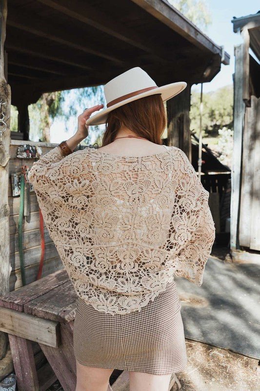 Crochet Floral Petal Kimono Wrap - Global Village Kailua Boutique
