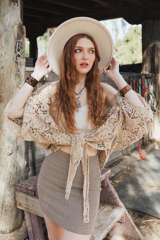 Crochet Floral Petal Kimono Wrap - Global Village Kailua Boutique