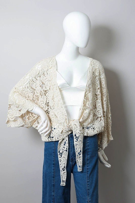 Crochet Floral Petal Kimono Wrap - Global Village Kailua Boutique