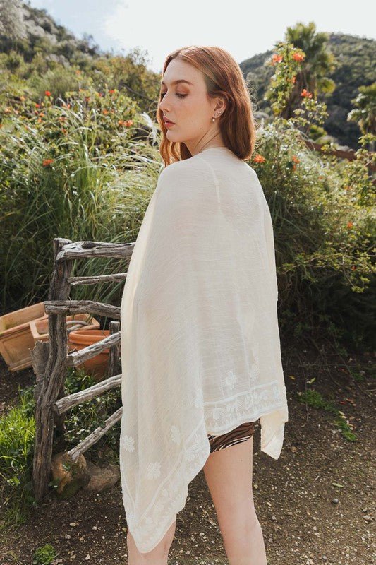 Floral Embroidered Sleeves Kimono - Global Village Kailua Boutique