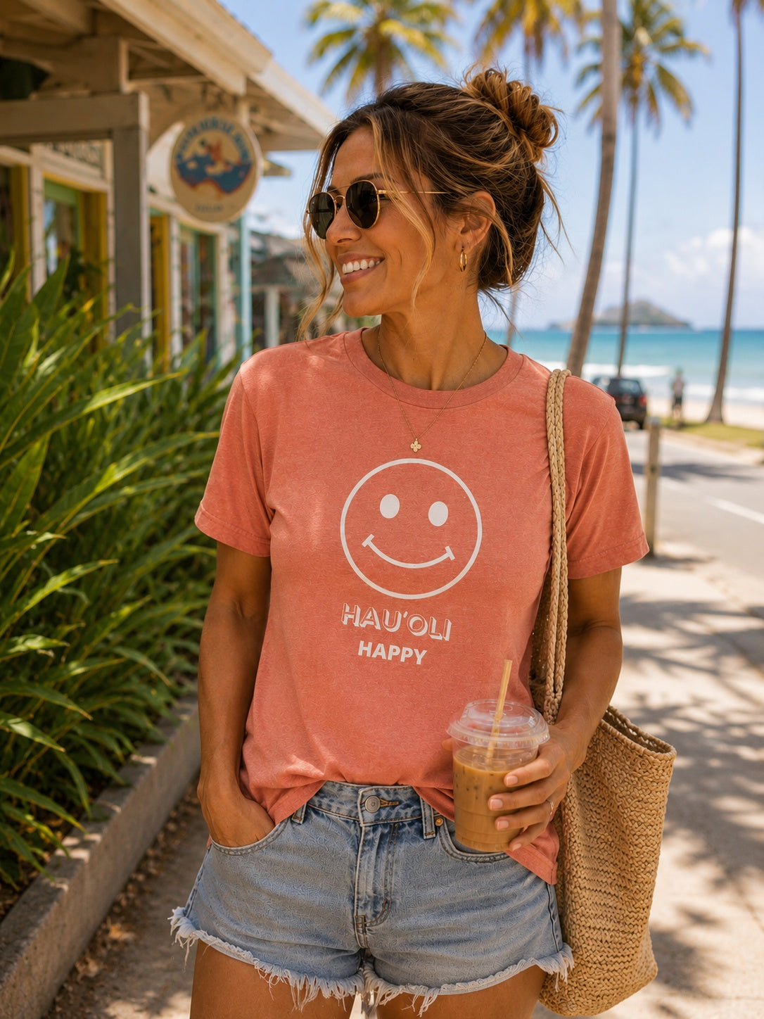 Hauʻoli Happy Face Unisex Tee | Hawaii Graphic T-Shirt