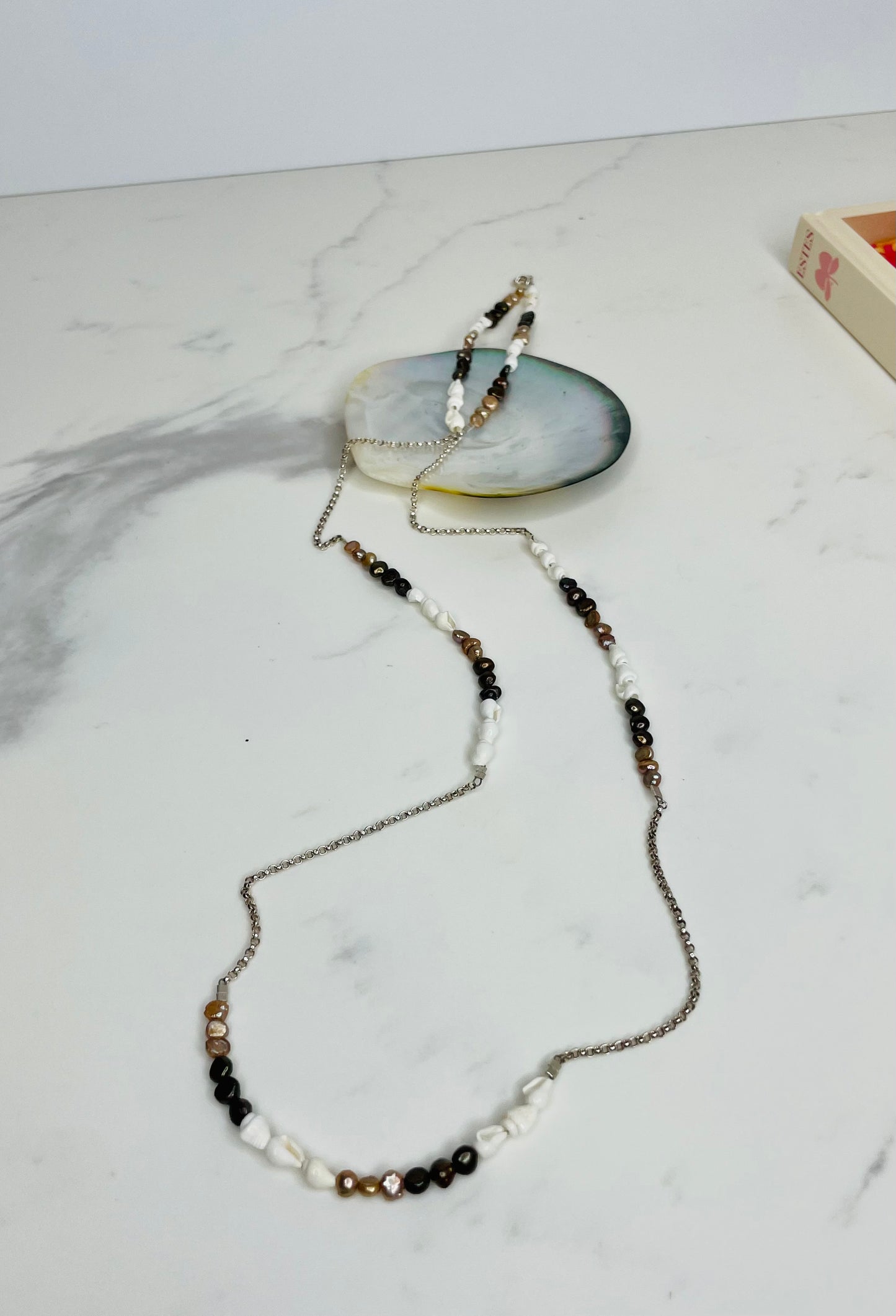 Shell Pearl Wrap Necklace