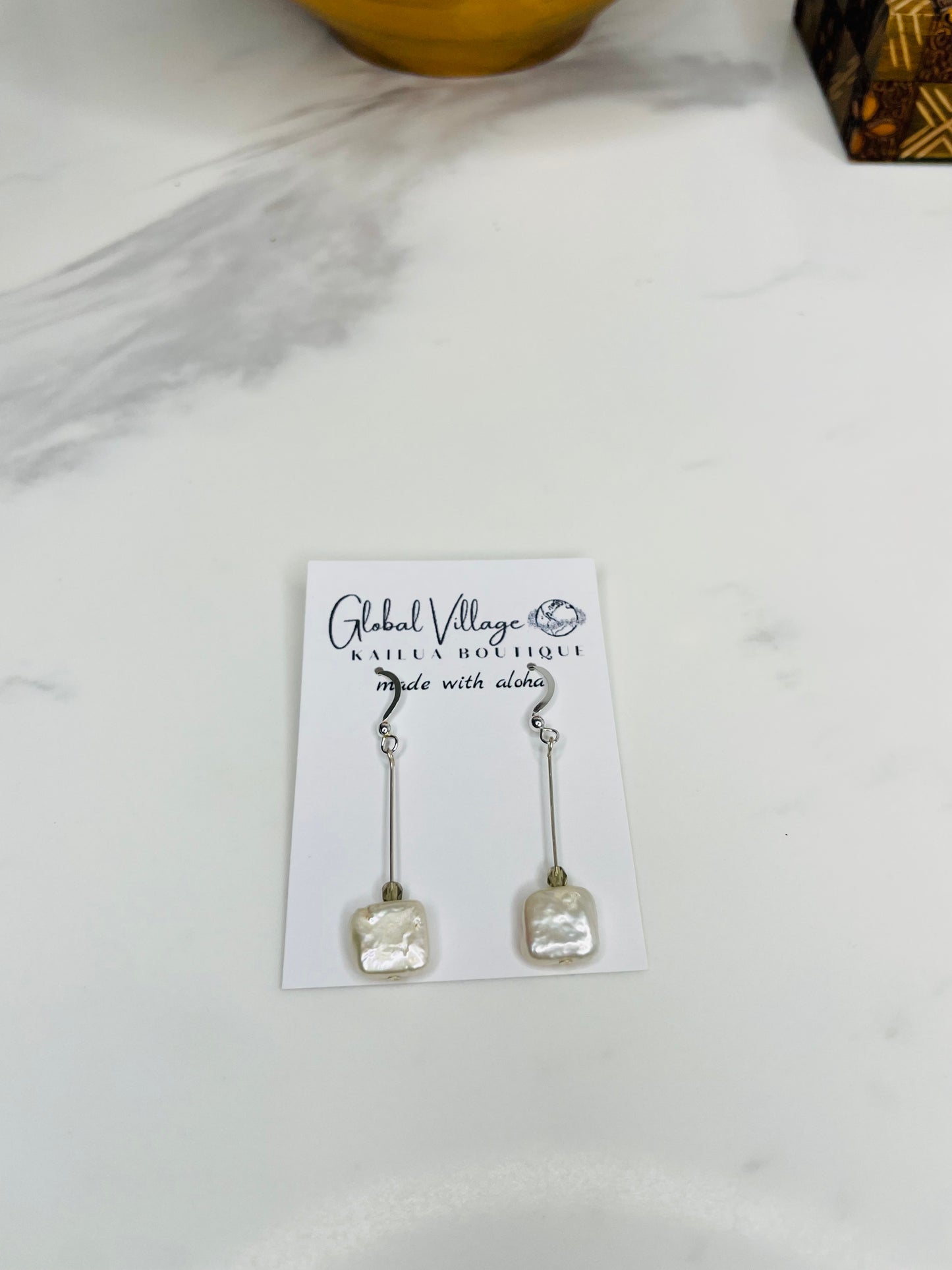 Square Freshwater Pearl Earrings