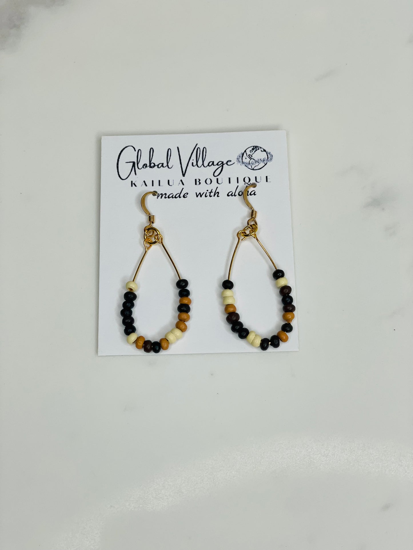 Multicolor Wood Drop Earrings