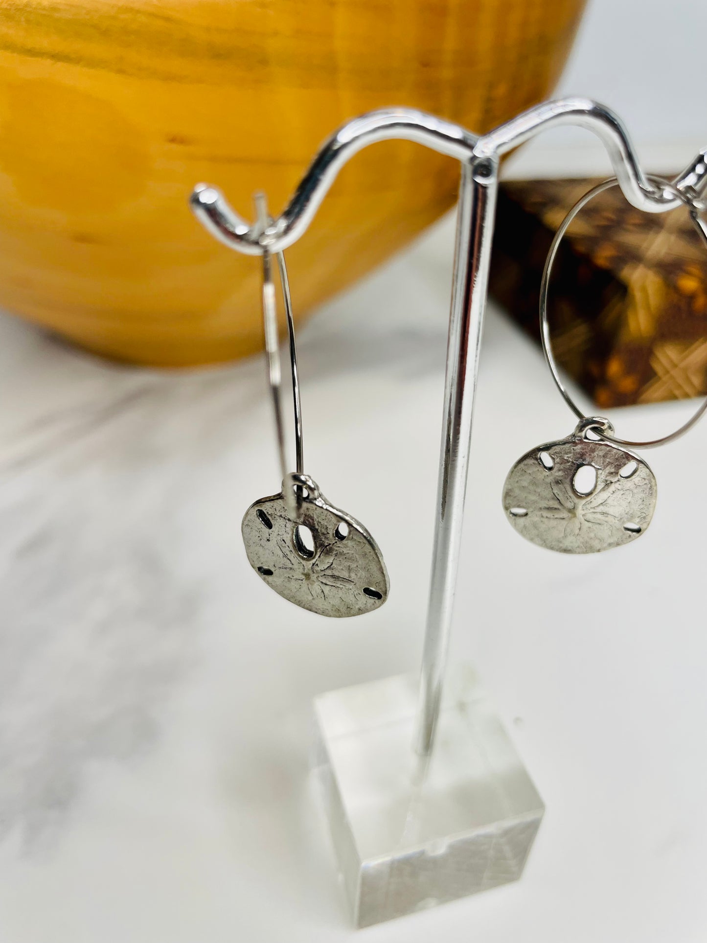 Sand Dollar Charm Hoop Earrings
