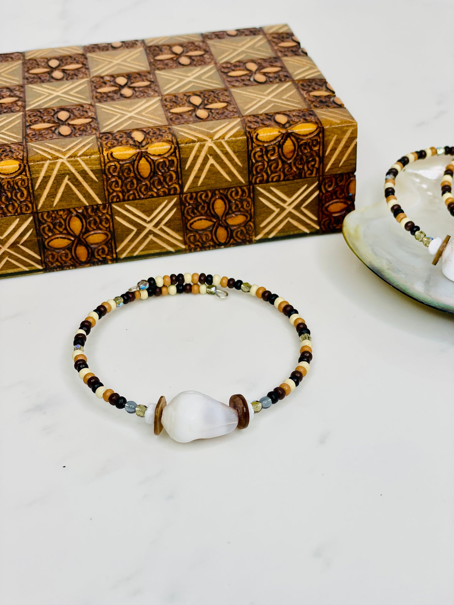 Cuff Bracelet Cone Shell Bead Mix
