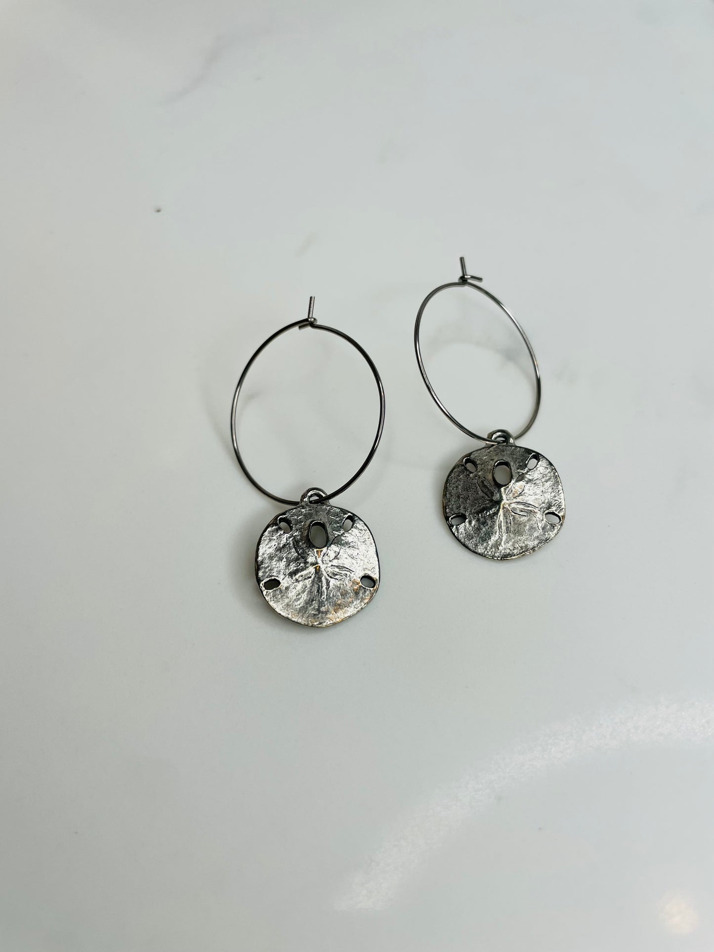 Sand Dollar Charm Hoop Earrings