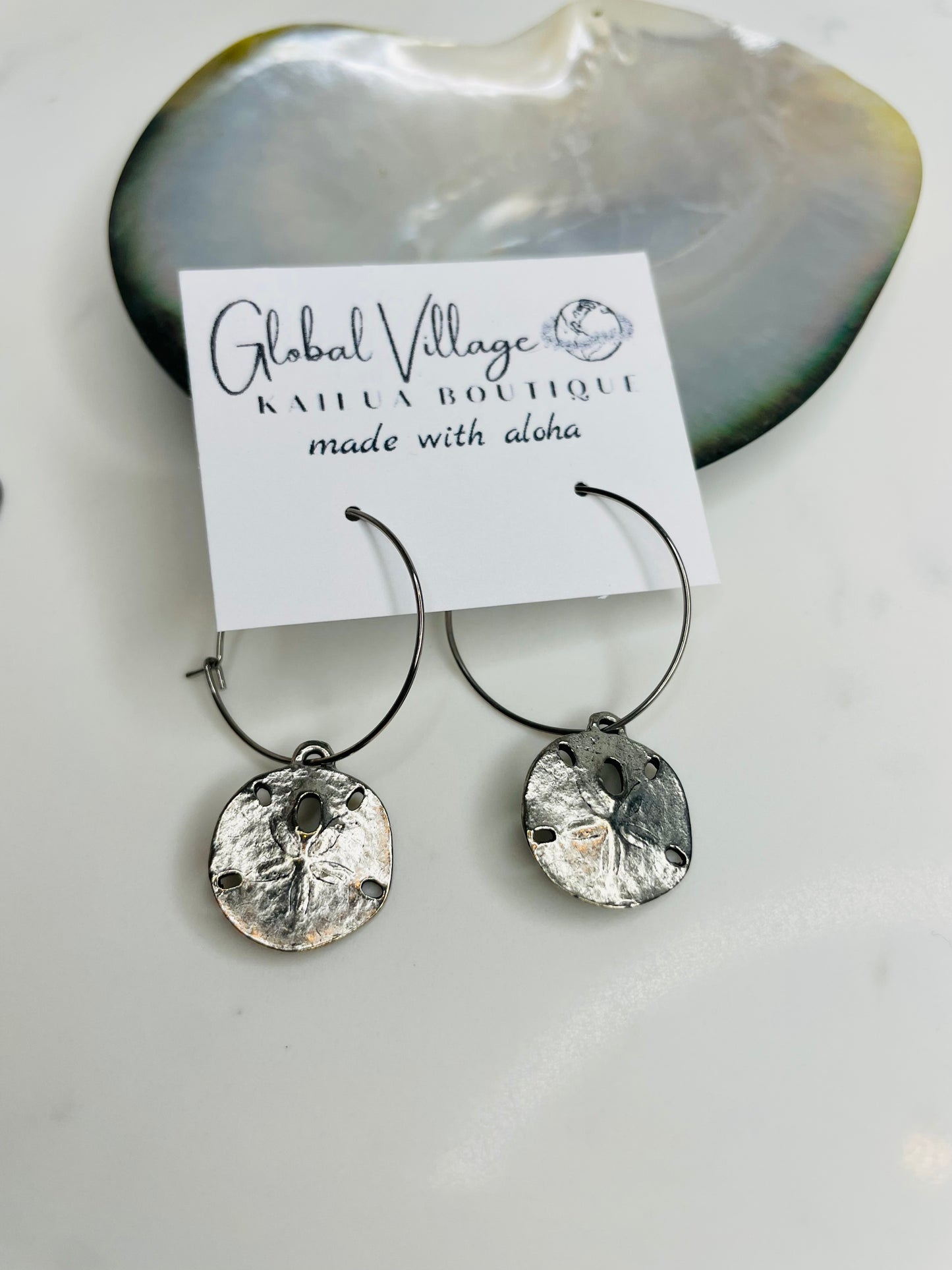 Sand Dollar Charm Hoop Earrings