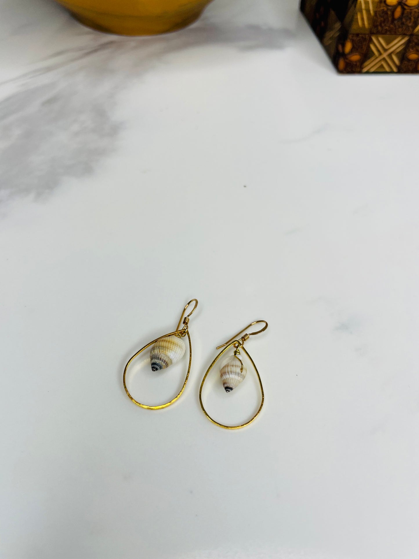 Striped Nassa Shell Drop Earring