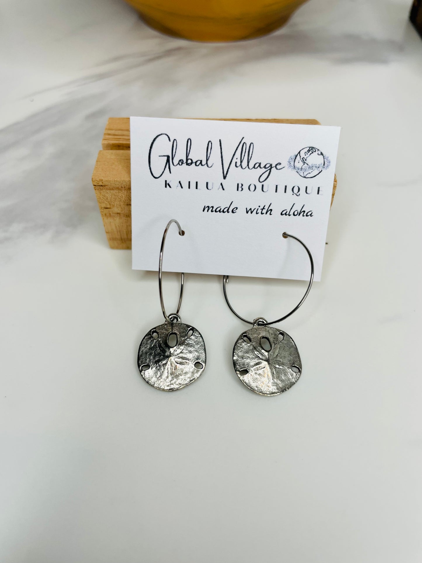 Sand Dollar Charm Hoop Earrings