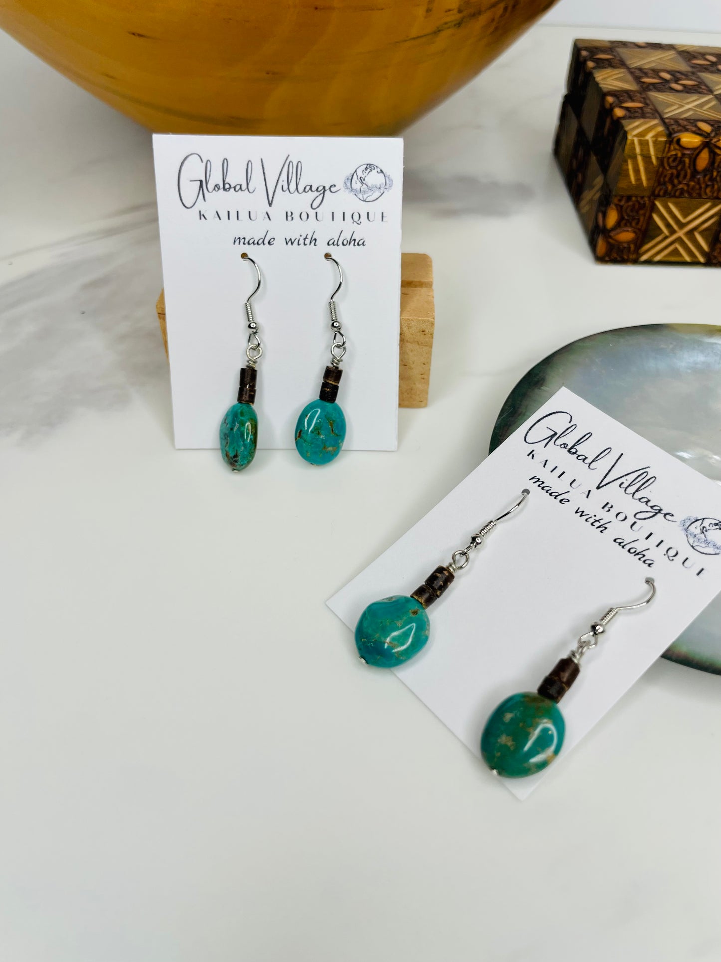 Chrysocolla Coconut Drop Earrings
