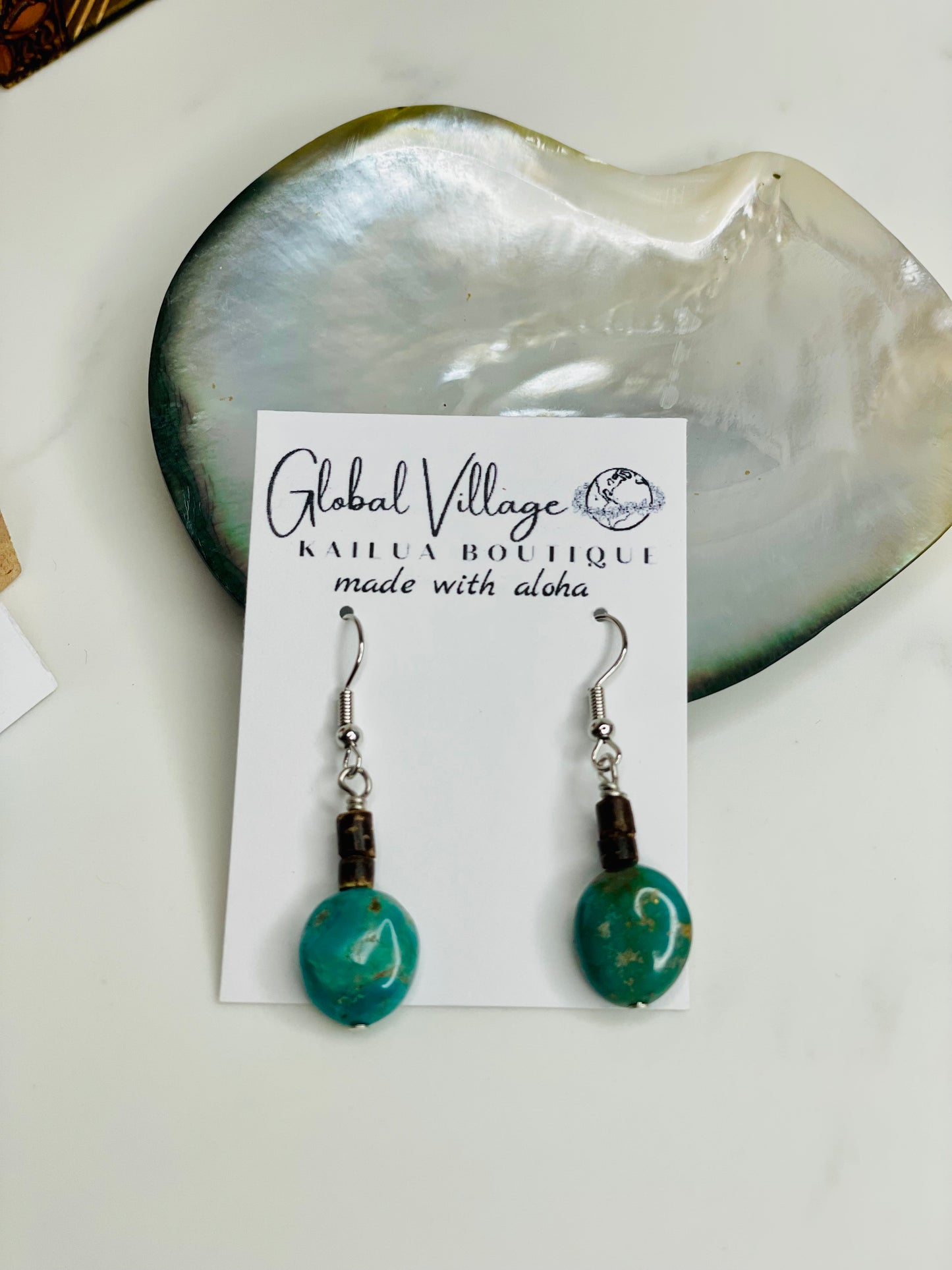 Chrysocolla Coconut Drop Earrings