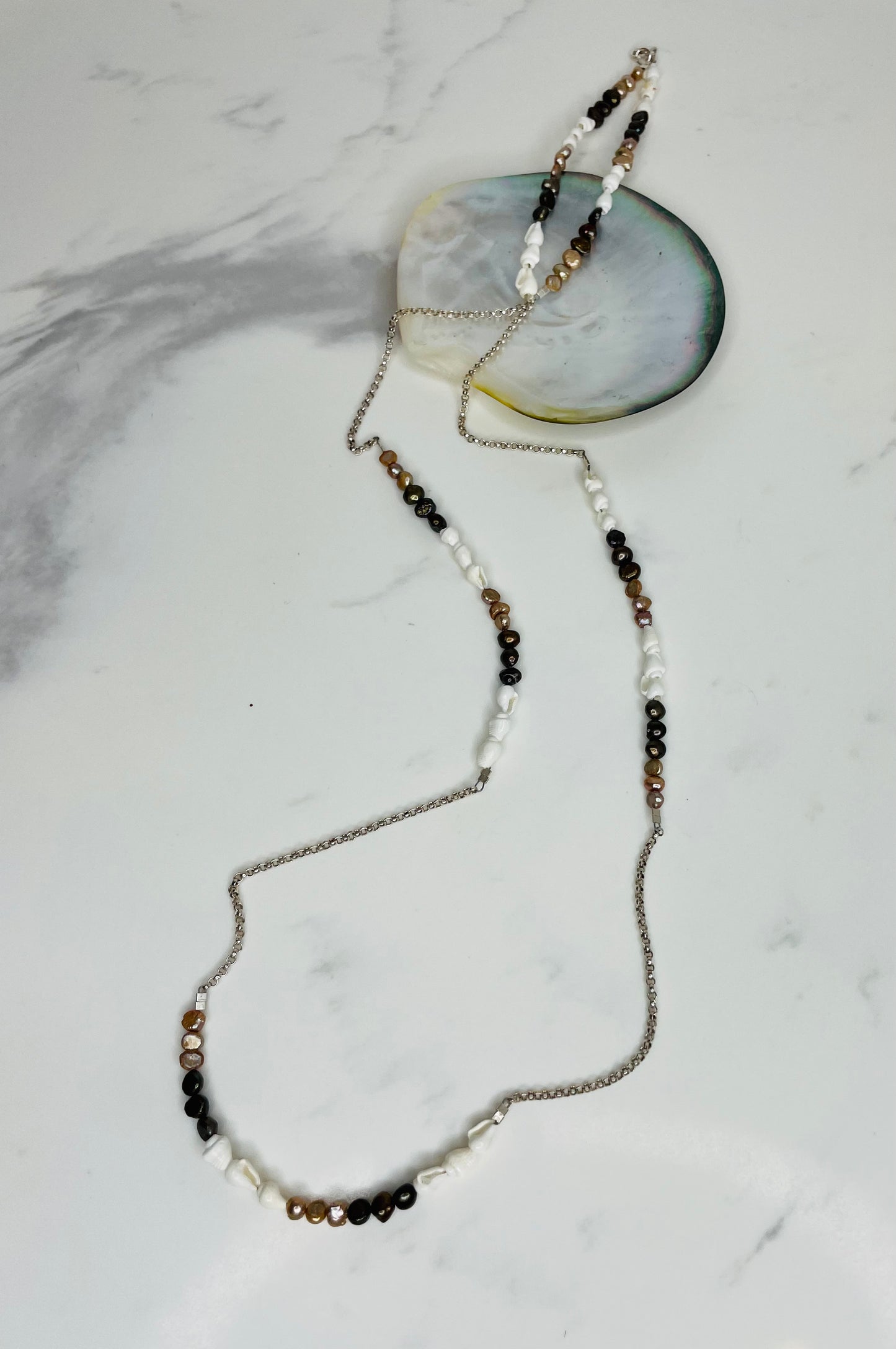 Shell Pearl Wrap Necklace