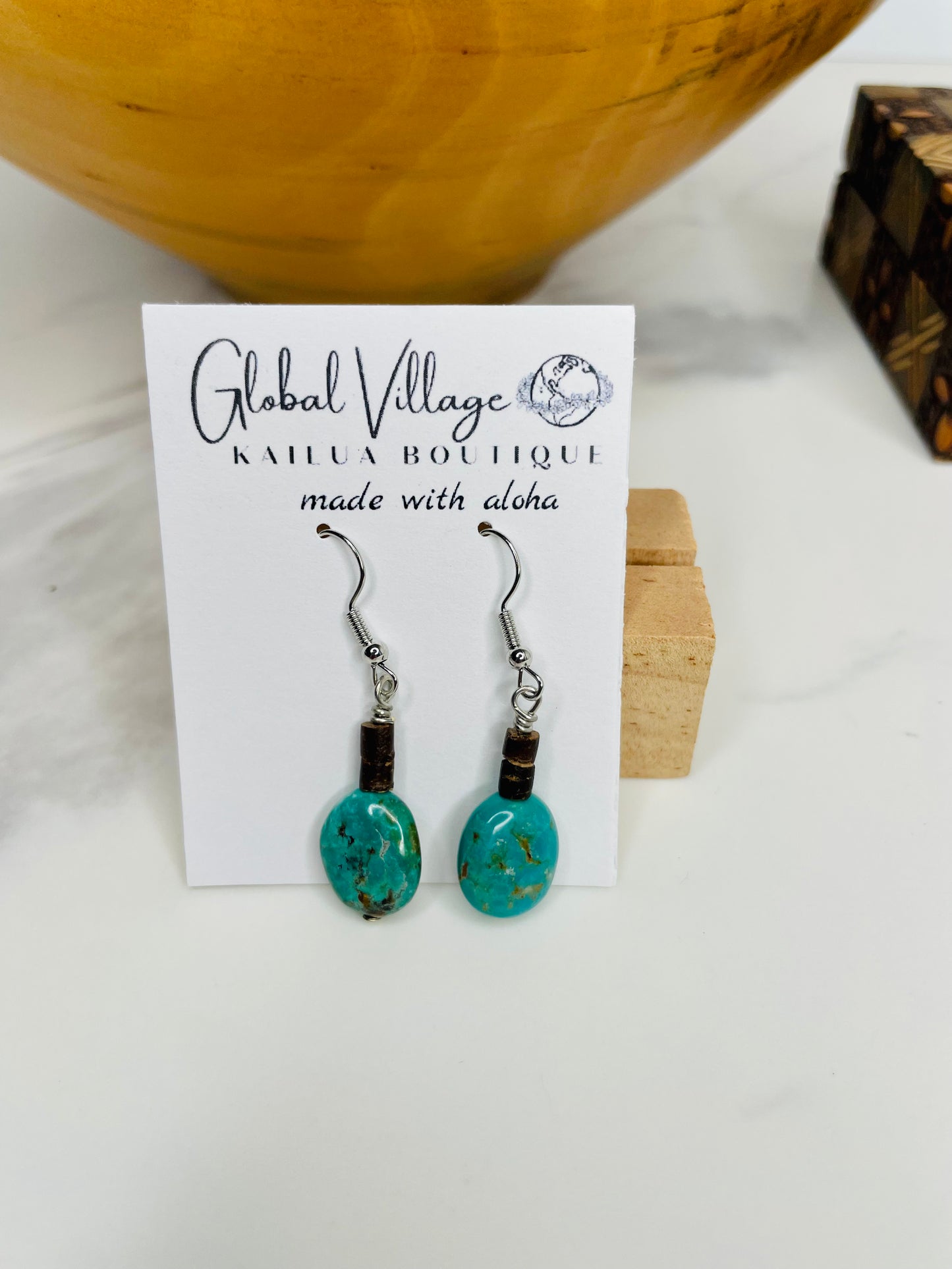 Chrysocolla Coconut Drop Earrings