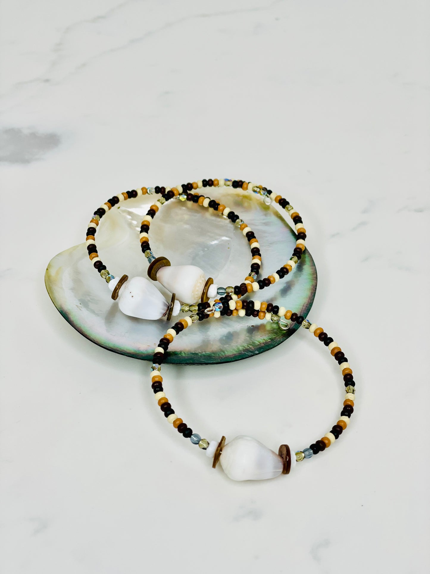 Cuff Bracelet Cone Shell Bead Mix