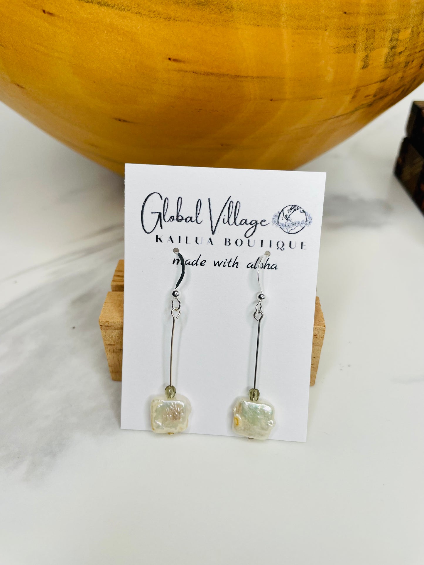 Square Freshwater Pearl Earrings
