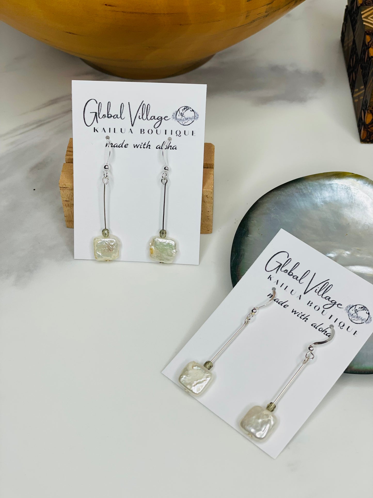 Square Freshwater Pearl Earrings