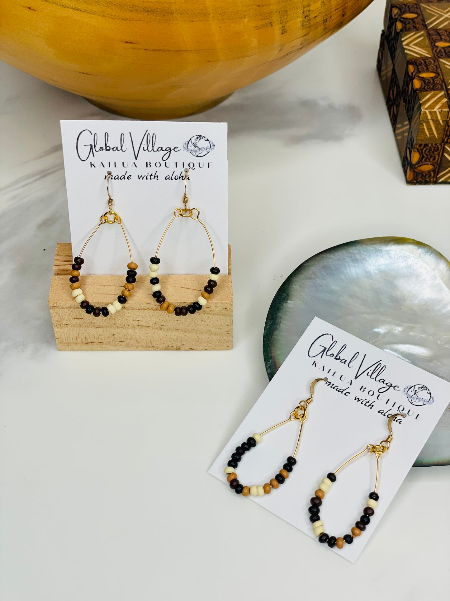 Multicolor Wood Drop Earrings