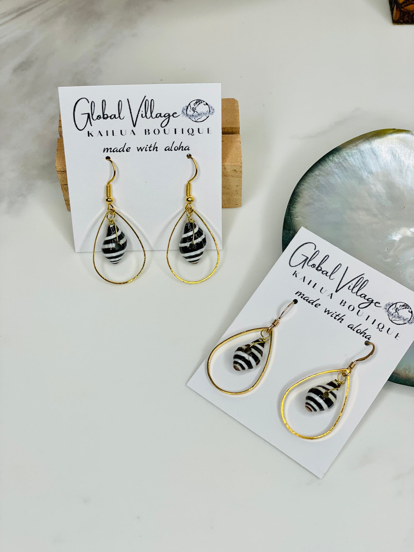 Whelk Shell Teardrop Earring