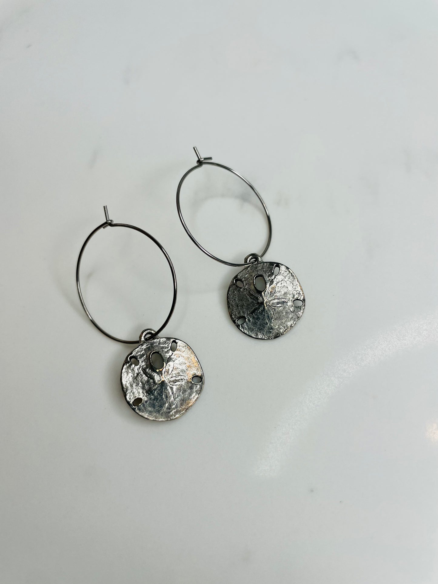 Sand Dollar Charm Hoop Earrings