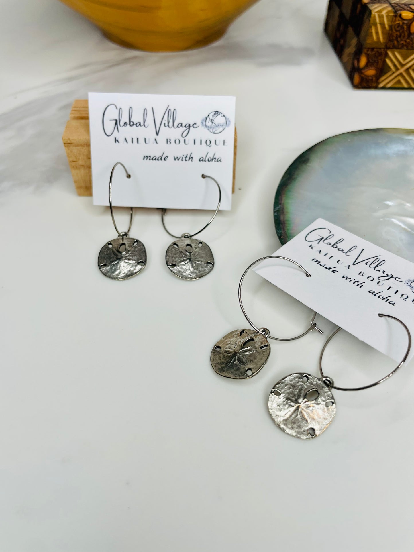 Sand Dollar Charm Hoop Earrings
