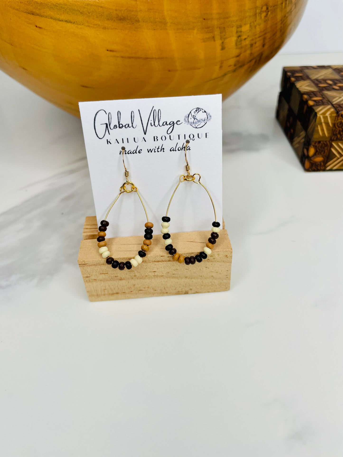 Multicolor Wood Drop Earrings