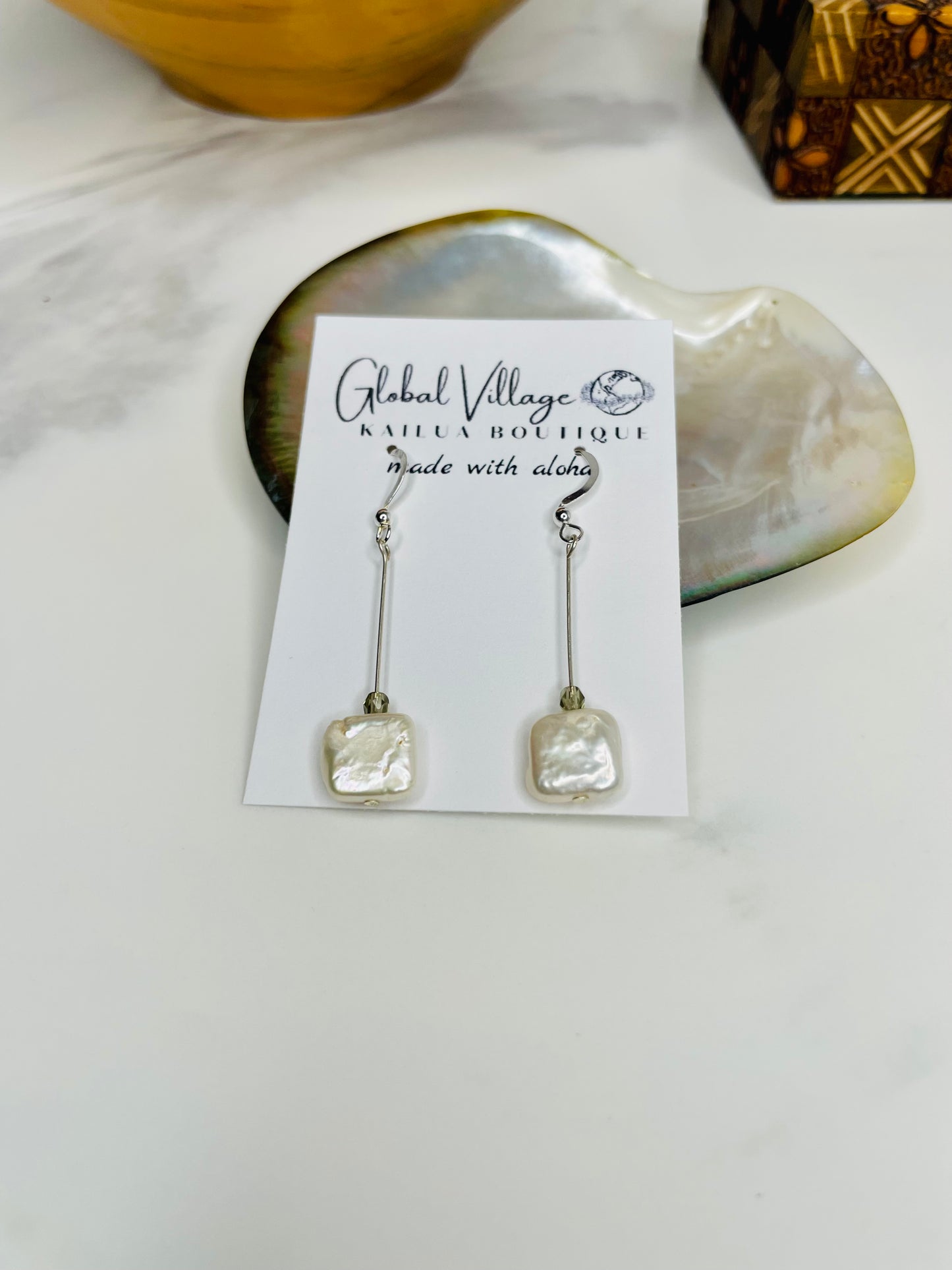 Square Freshwater Pearl Earrings