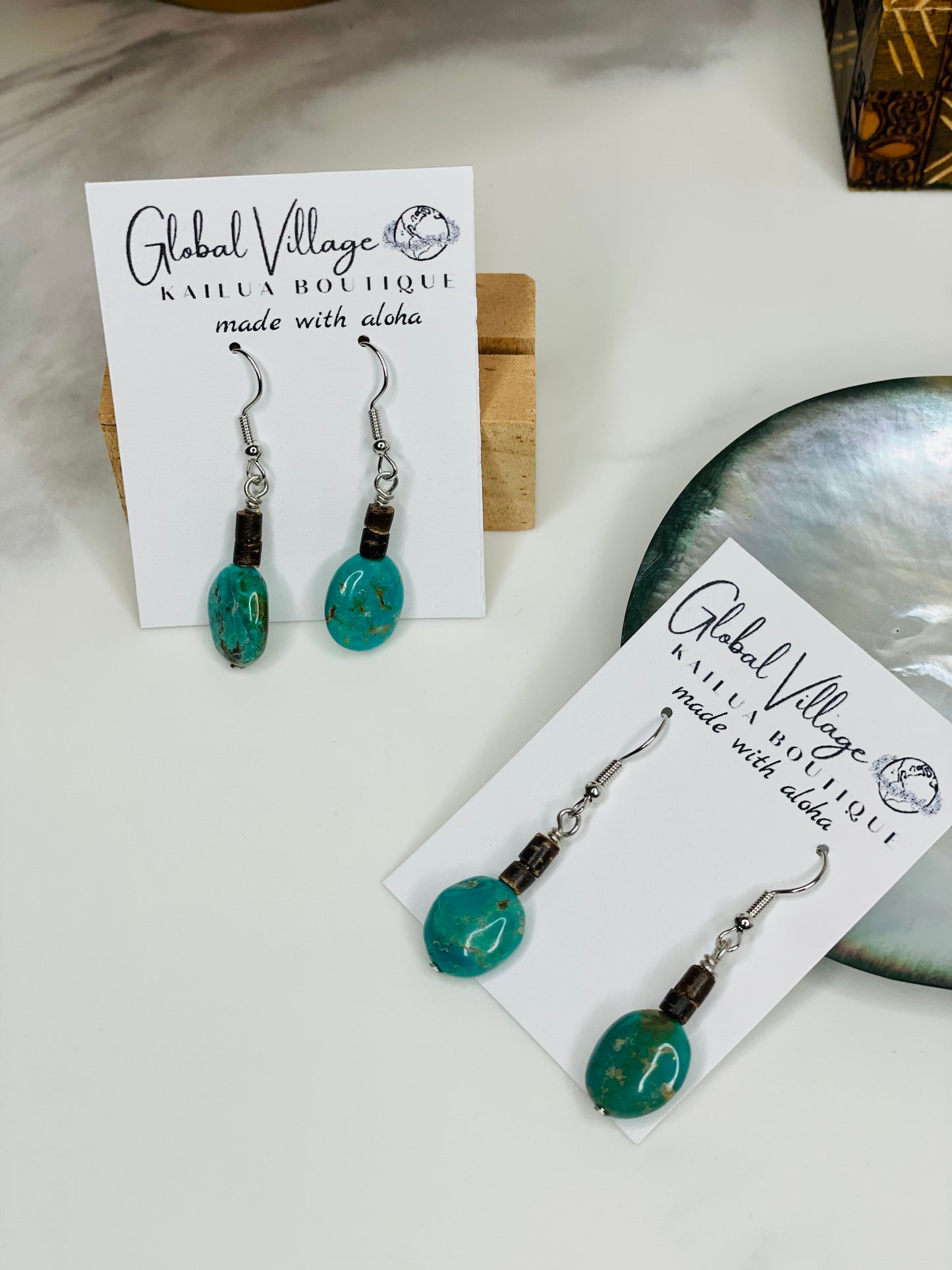 Chrysocolla Coconut Drop Earrings