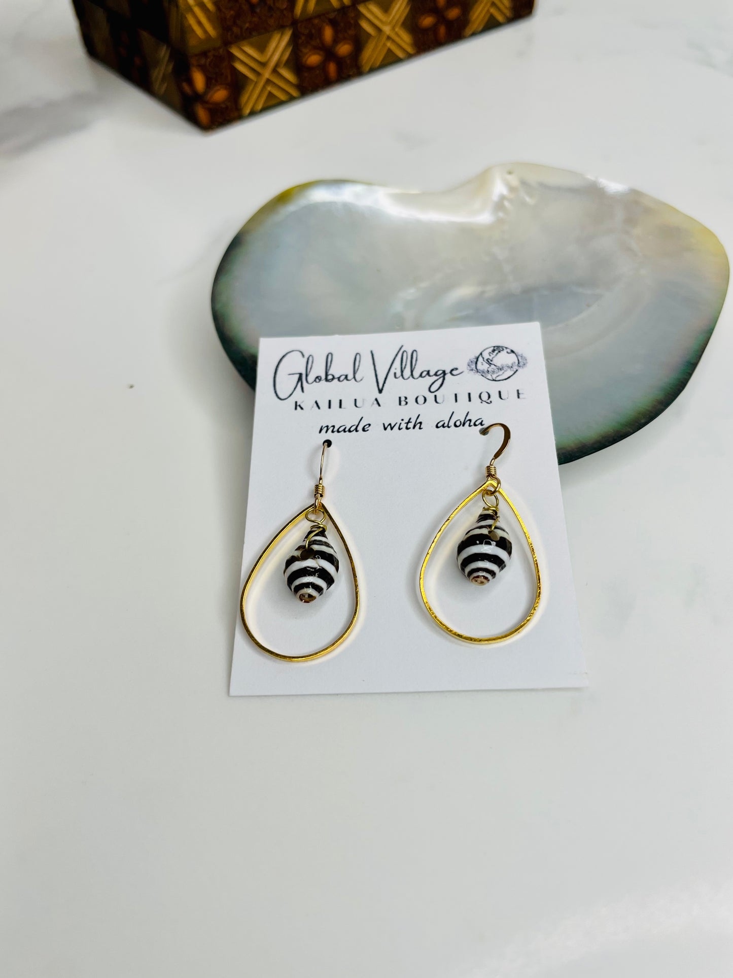 Whelk Shell Teardrop Earring