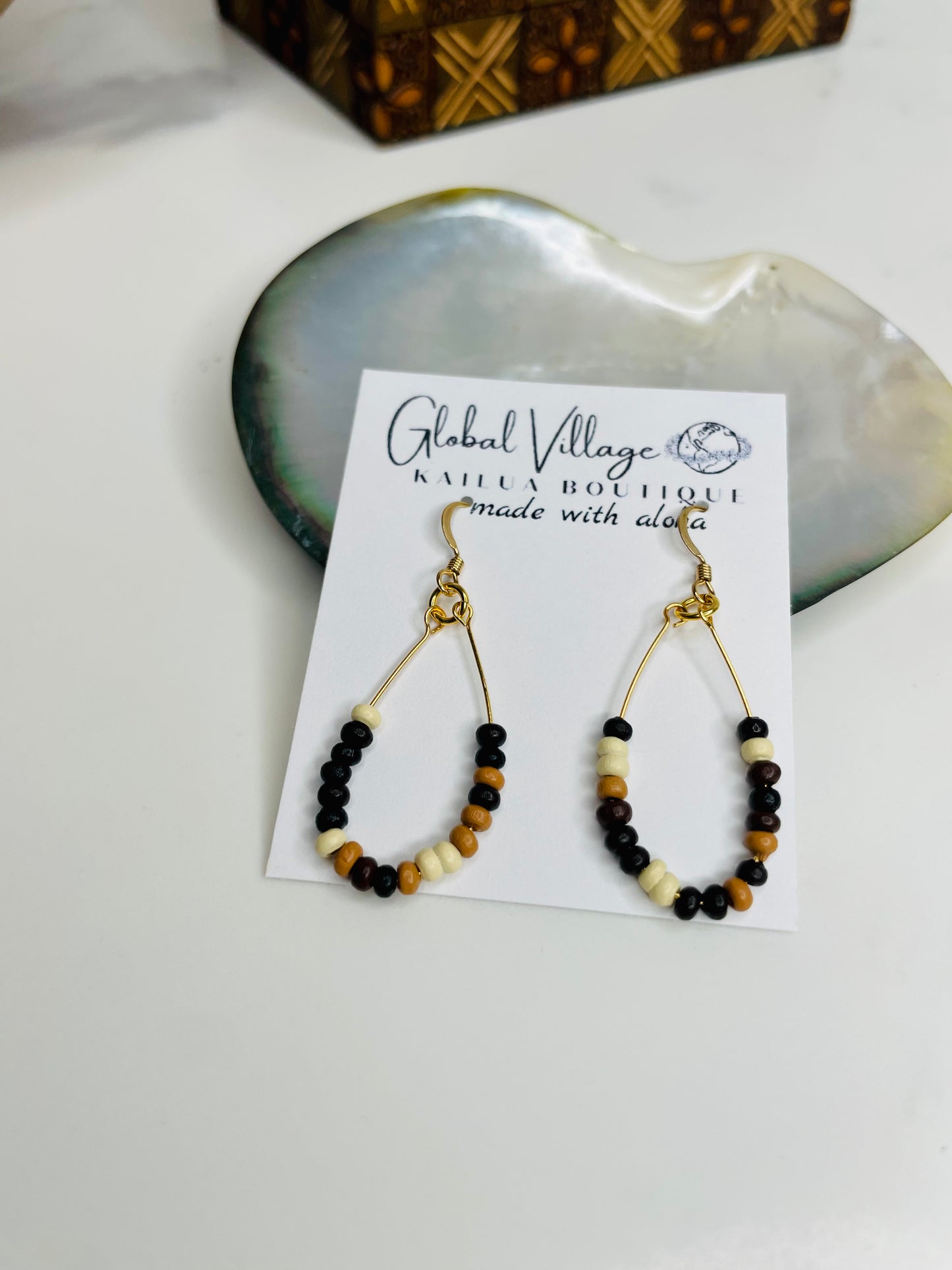 Multicolor Wood Drop Earrings