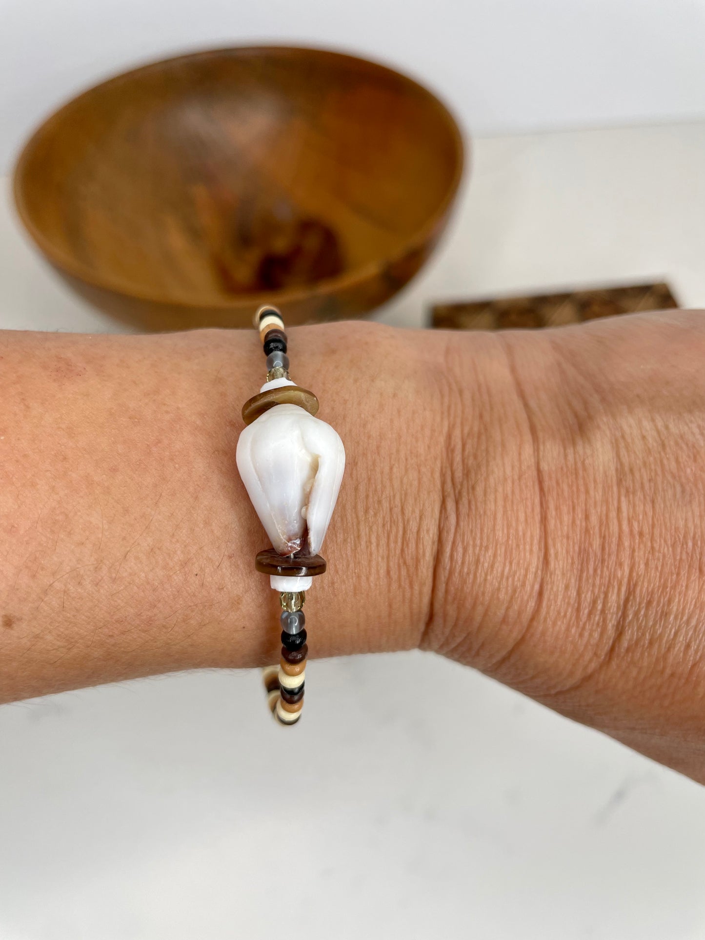 Cuff Bracelet Cone Shell Bead Mix
