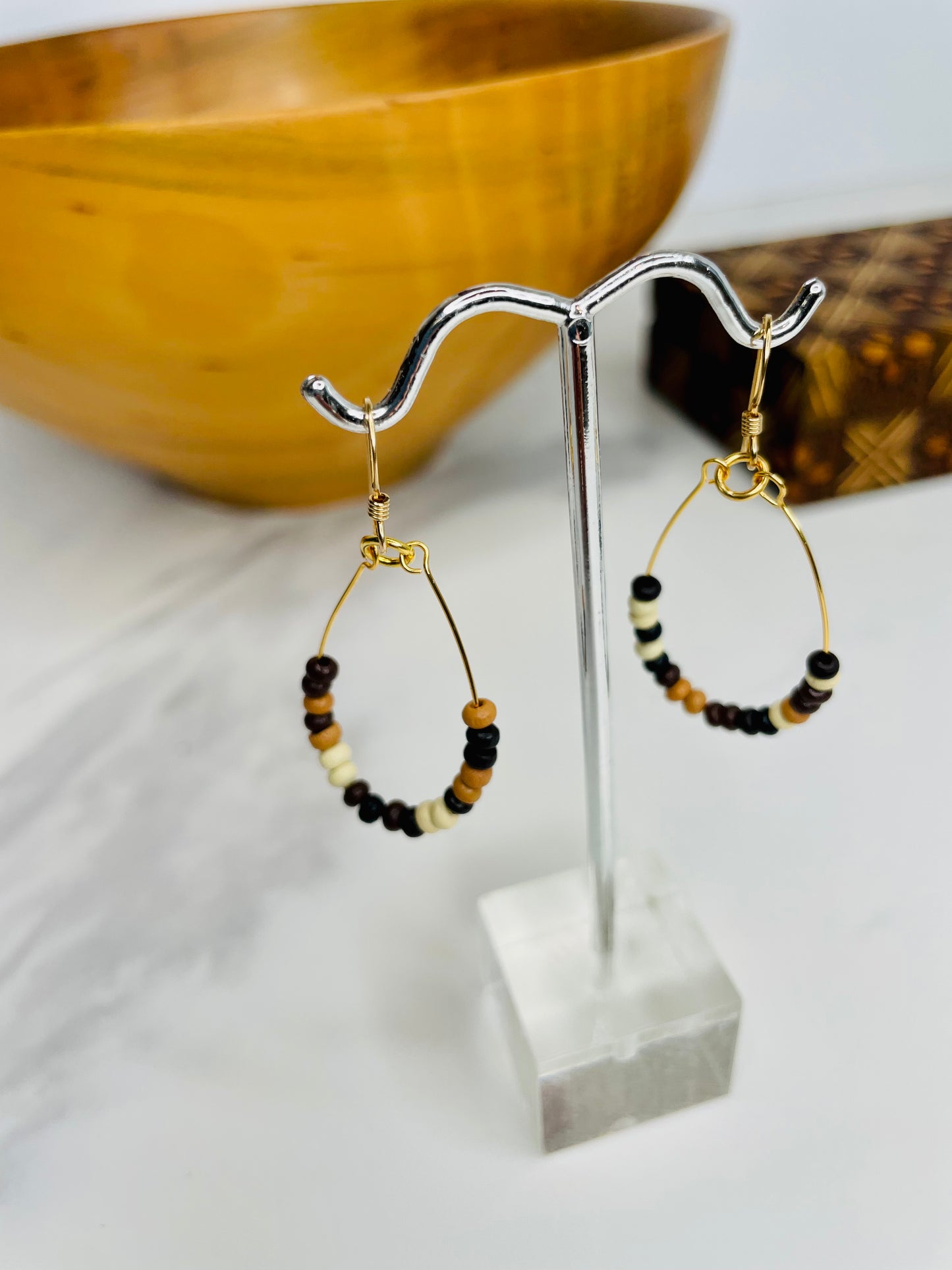 Multicolor Wood Drop Earrings