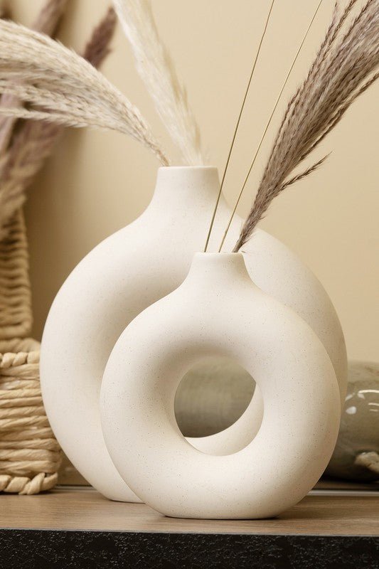 Modern Ceramic Vase Round Shape - 2 pcs/set - Global Village Kailua Boutique