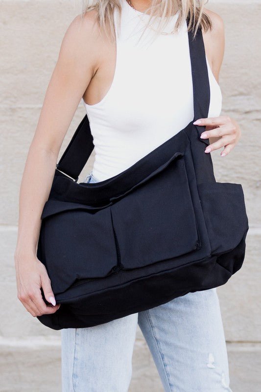 Oversize Canvas Messenger Bag - Global Village Kailua Boutique