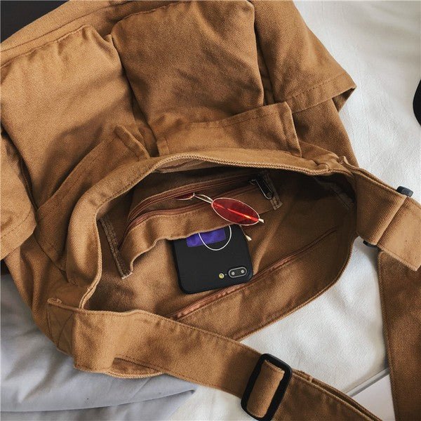 Oversize Canvas Messenger Bag - Global Village Kailua Boutique
