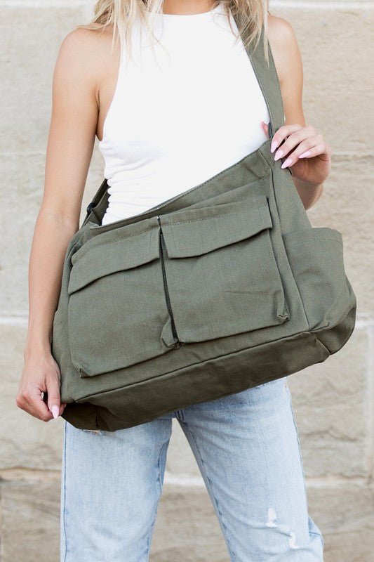 Oversize Canvas Messenger Bag - Global Village Kailua Boutique
