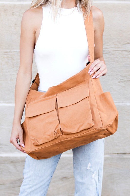 Oversize Canvas Messenger Bag - Global Village Kailua Boutique