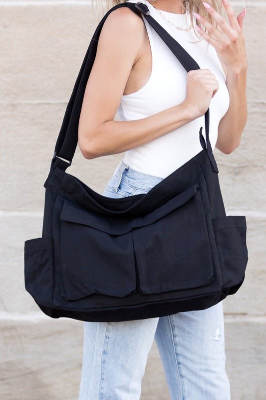 Oversize Canvas Messenger Bag - Global Village Kailua Boutique