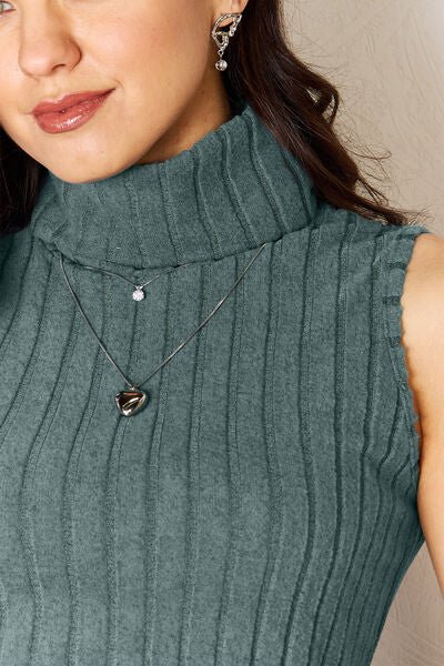 Ribbed Turtleneck Tank - Global Village Kailua Boutique