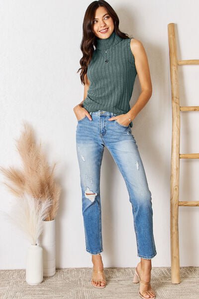 Ribbed Turtleneck Tank - Global Village Kailua Boutique