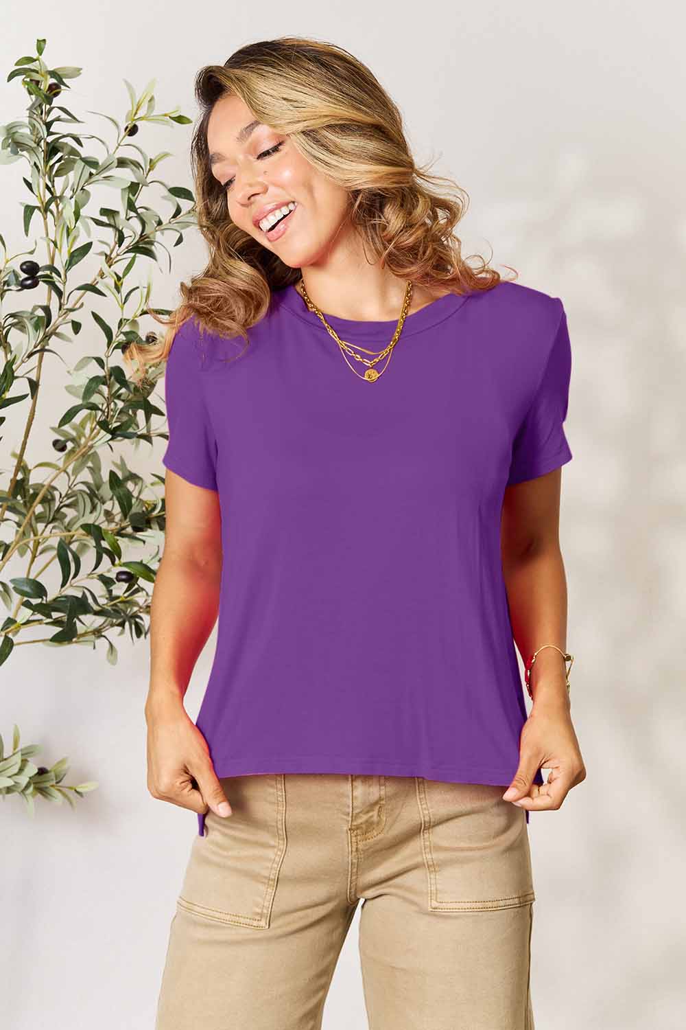 Round Neck High Low Hem Top C Global Village Kailua Boutique