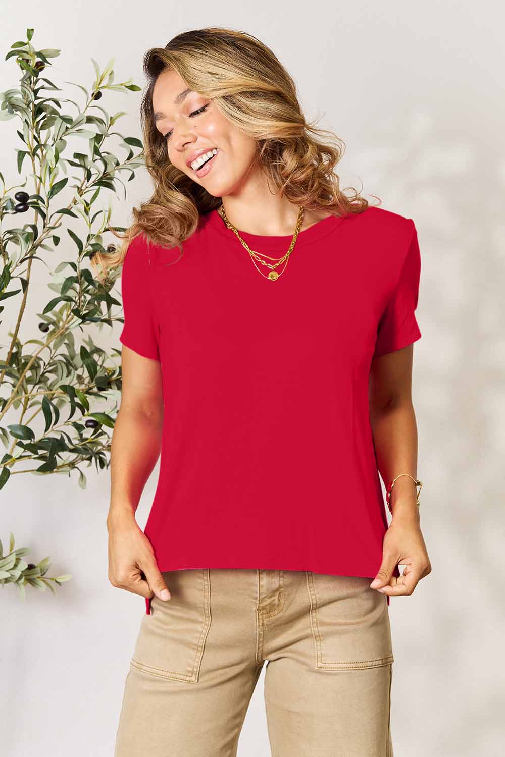 Round Neck High Low Hem Top C Global Village Kailua Boutique