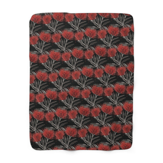 Sherpa Fleece Blanket ʻŌhiʻa Lehua - Global Village Kailua Boutique