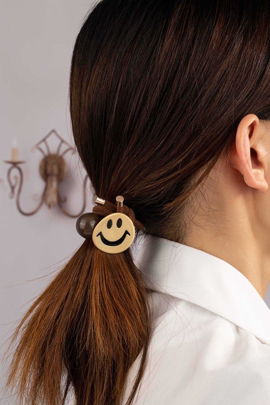Smiley Face Hair Elastic Tie - Global Village Kailua Boutique