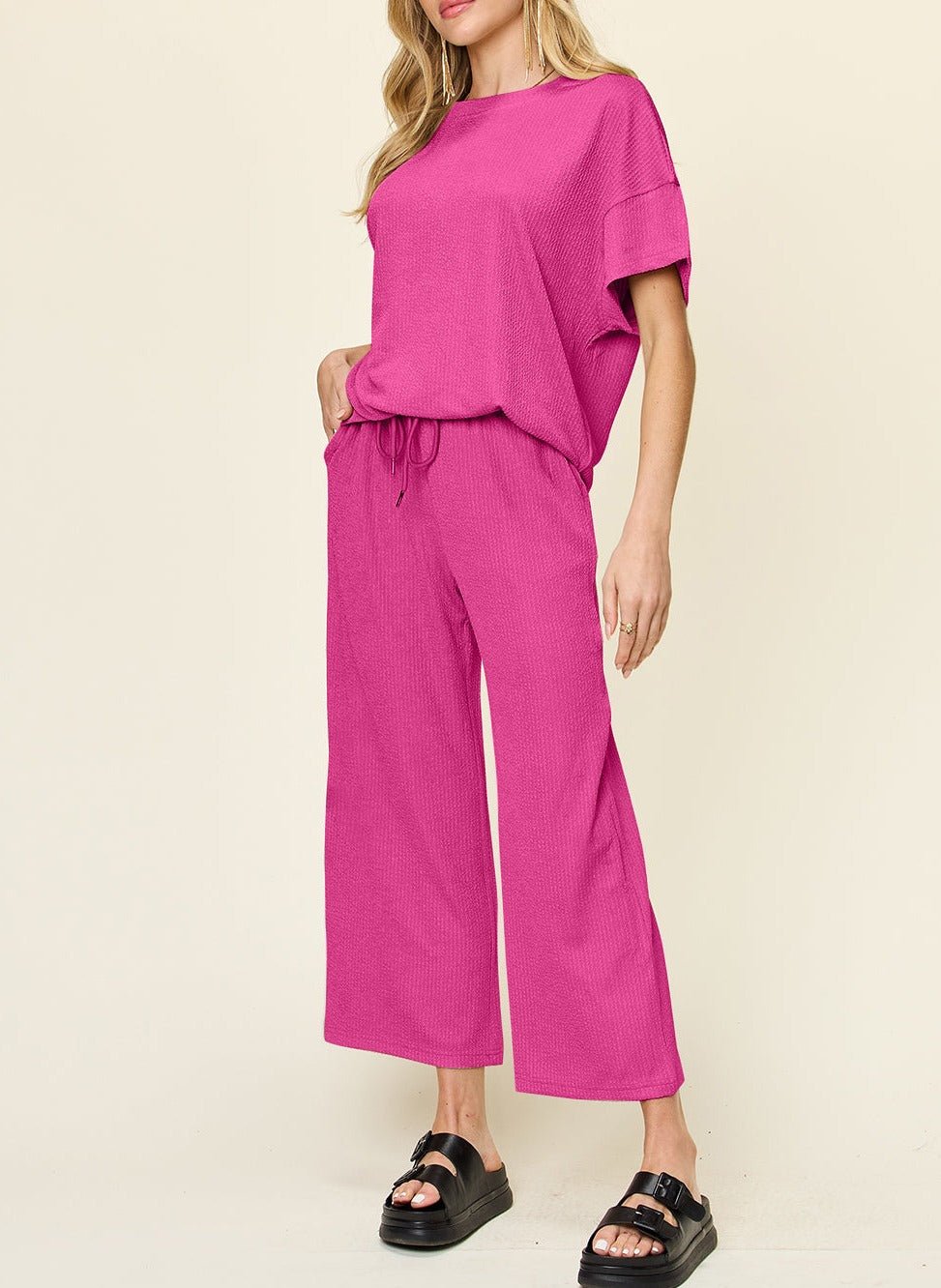 Textured 2pc Lounge Set Global Village Kailua Boutique