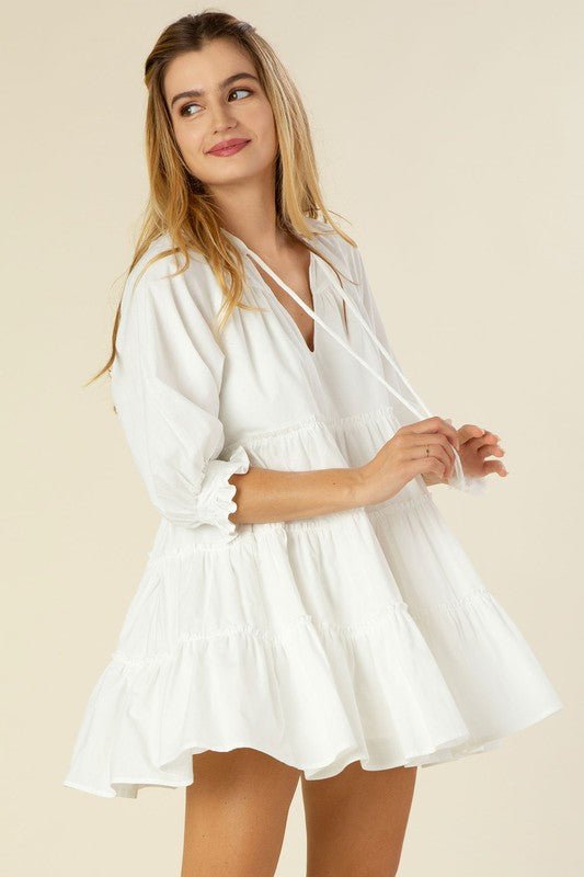 Tiered mini dress with tassel - Global Village Kailua Boutique