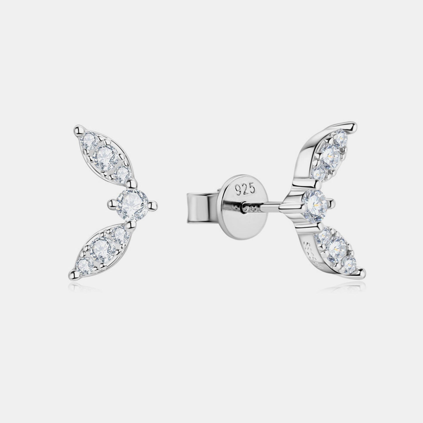 Wings Moissanite 925 Sterling Silver Stud Earrings - Global Village Kailua Boutique