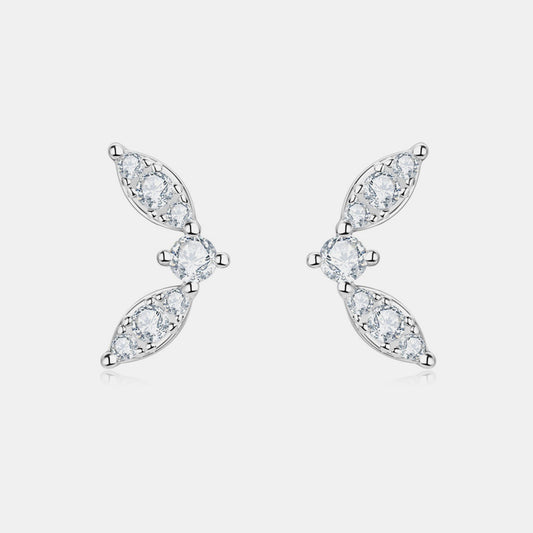 Wings Moissanite 925 Sterling Silver Stud Earrings - Global Village Kailua Boutique