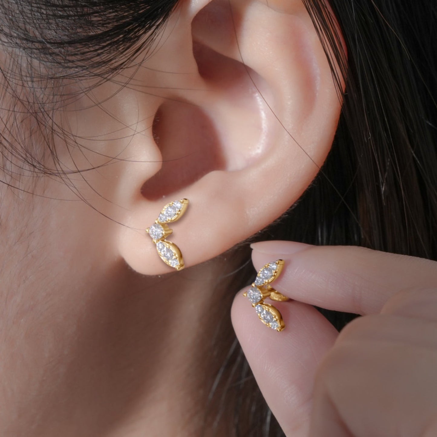 Wings Moissanite 925 Sterling Silver Stud Earrings - Global Village Kailua Boutique